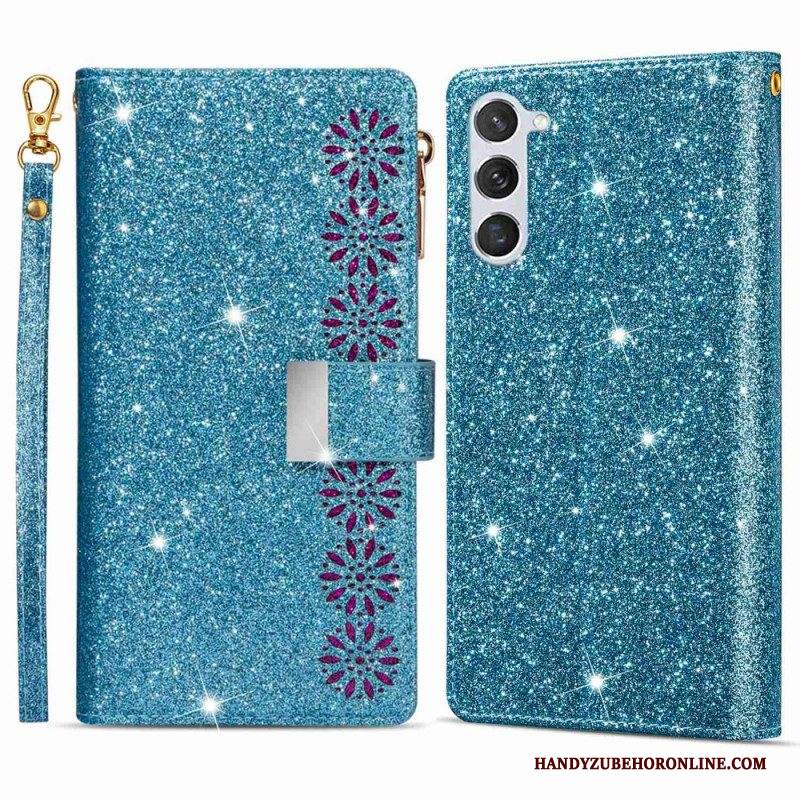 Custodia in pelle Samsung Galaxy S23 5G Portafoglio Portafoglio Con Paillettes