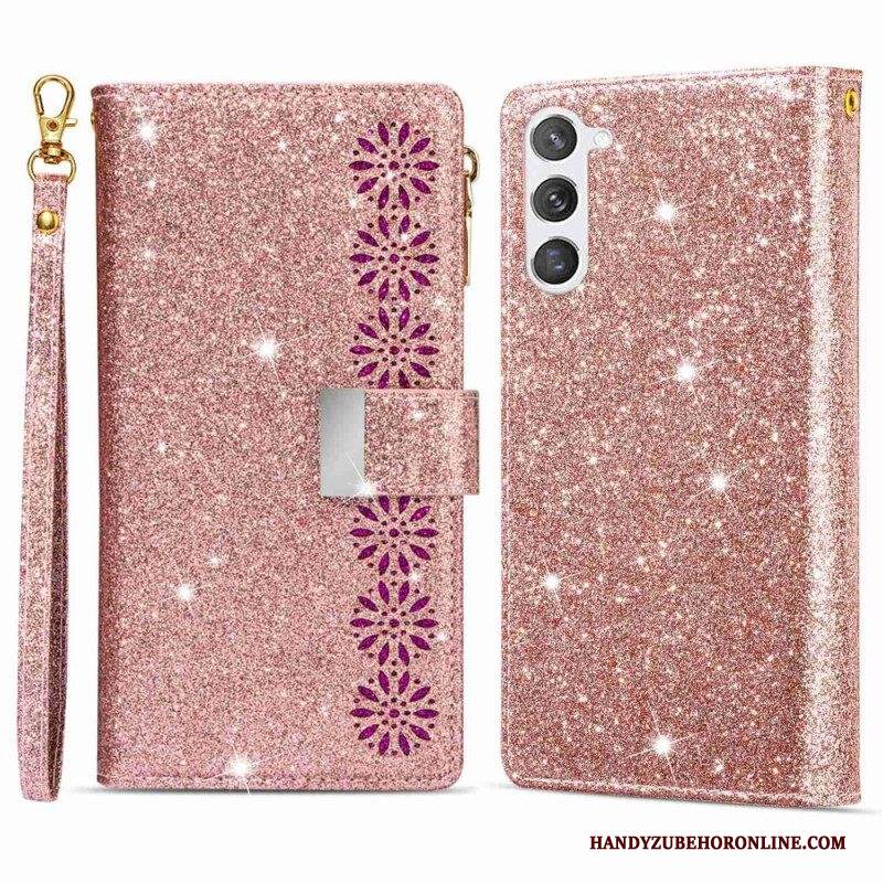 Custodia in pelle Samsung Galaxy S23 5G Portafoglio Portafoglio Con Paillettes