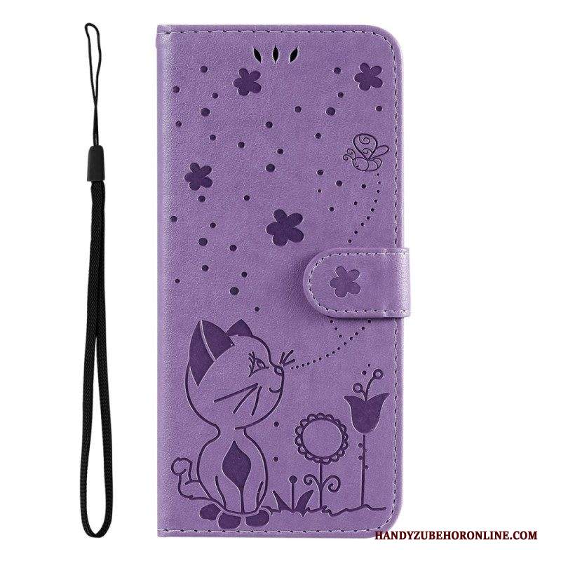 Custodia in pelle Samsung Galaxy S23 5G Strappy Cat E Api