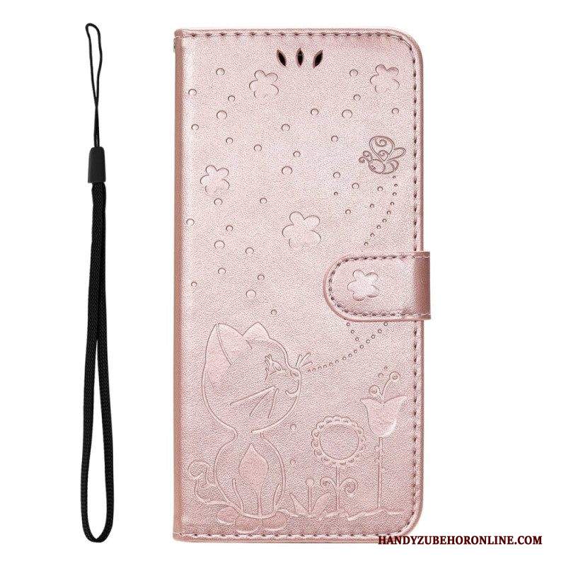 Custodia in pelle Samsung Galaxy S23 5G Strappy Cat E Api