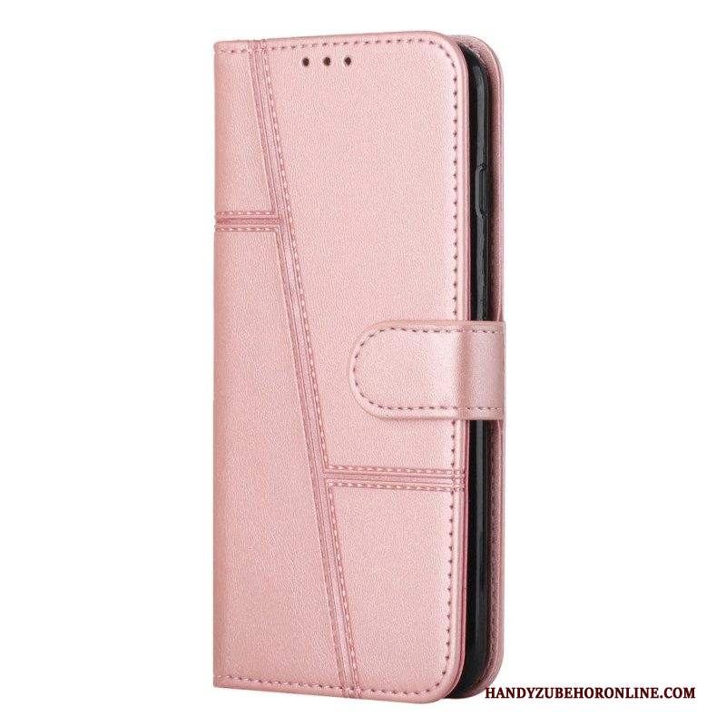 Custodia in pelle Samsung Galaxy S23 5G Strappy Stile Geometrico In Pelle