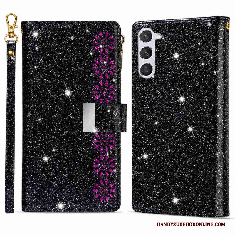 Custodia in pelle Samsung Galaxy S23 Plus 5G Portafoglio Portafoglio Con Paillettes