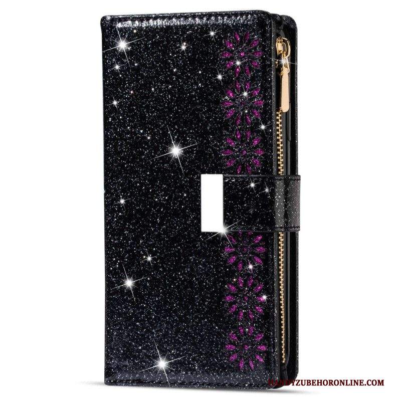 Custodia in pelle Samsung Galaxy S23 Ultra 5G Portafoglio Portafoglio Con Paillettes