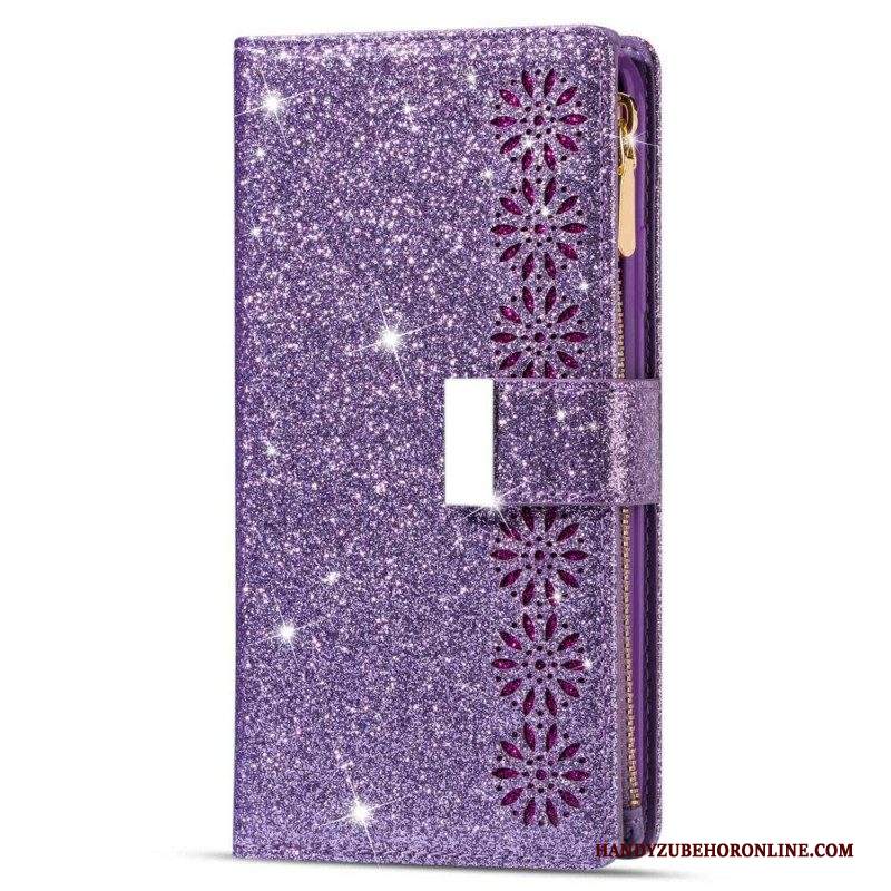 Custodia in pelle Samsung Galaxy S23 Ultra 5G Portafoglio Portafoglio Con Paillettes