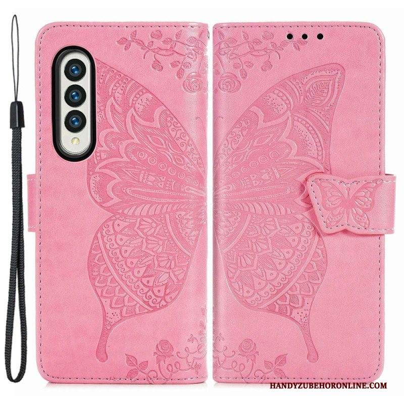 Custodia in pelle Samsung Galaxy Z Fold 4 Farfalla Gigante