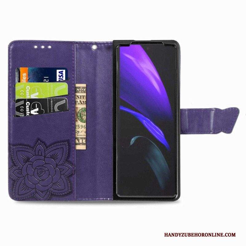 Custodia in pelle Samsung Galaxy Z Fold 4 Farfalla Gigante