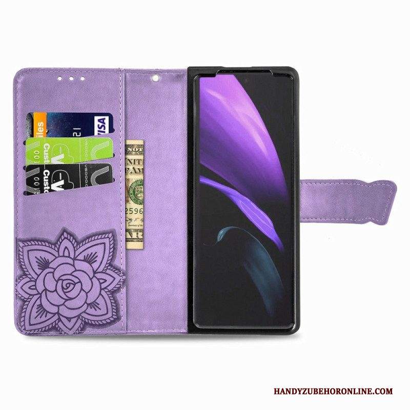 Custodia in pelle Samsung Galaxy Z Fold 4 Farfalla Gigante