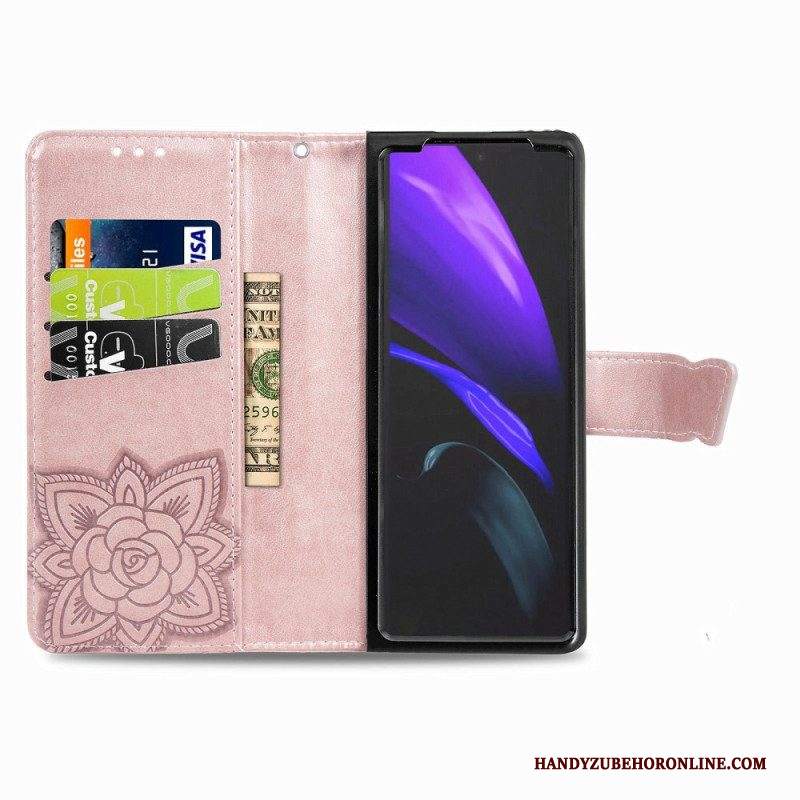 Custodia in pelle Samsung Galaxy Z Fold 4 Farfalla Gigante