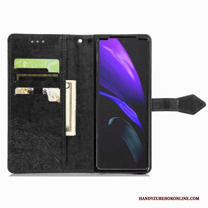 Custodia in pelle Samsung Galaxy Z Fold 4 Mandala Strappy Medievale