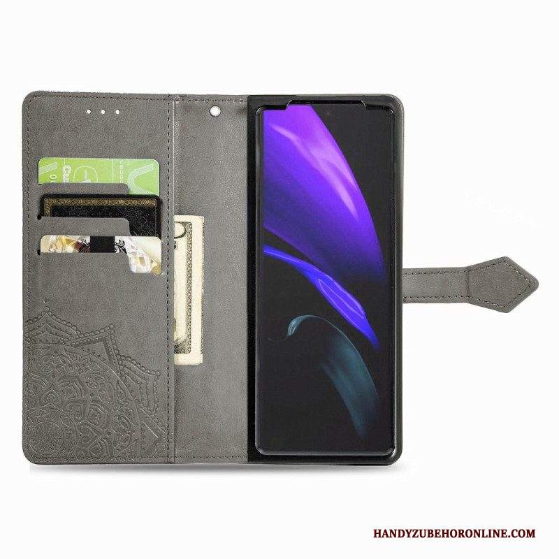 Custodia in pelle Samsung Galaxy Z Fold 4 Mandala Strappy Medievale