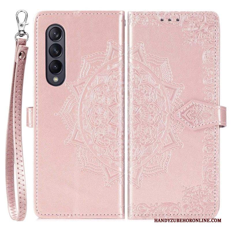 Custodia in pelle Samsung Galaxy Z Fold 4 Mandala Strappy Medievale