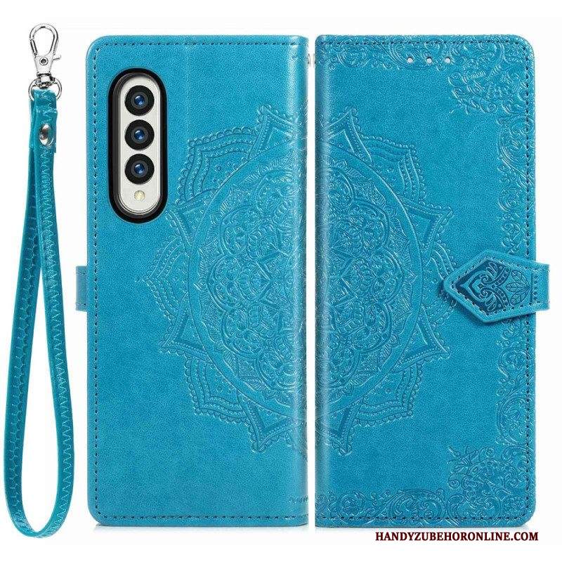 Custodia in pelle Samsung Galaxy Z Fold 4 Mandala Strappy Medievale