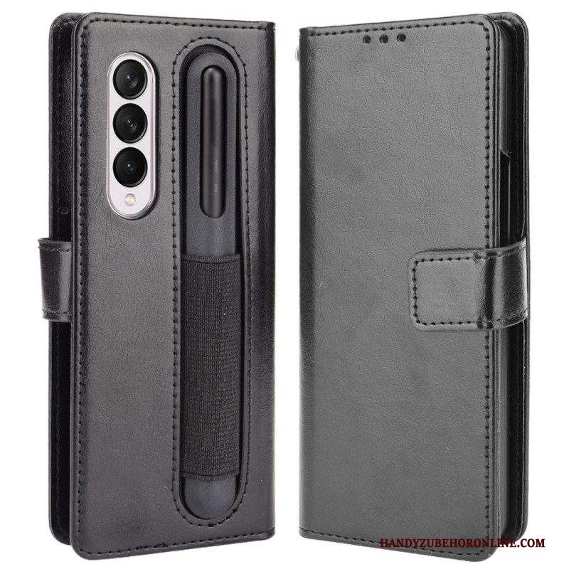 Custodia in pelle Samsung Galaxy Z Fold 4 Strappy Affari Retrò