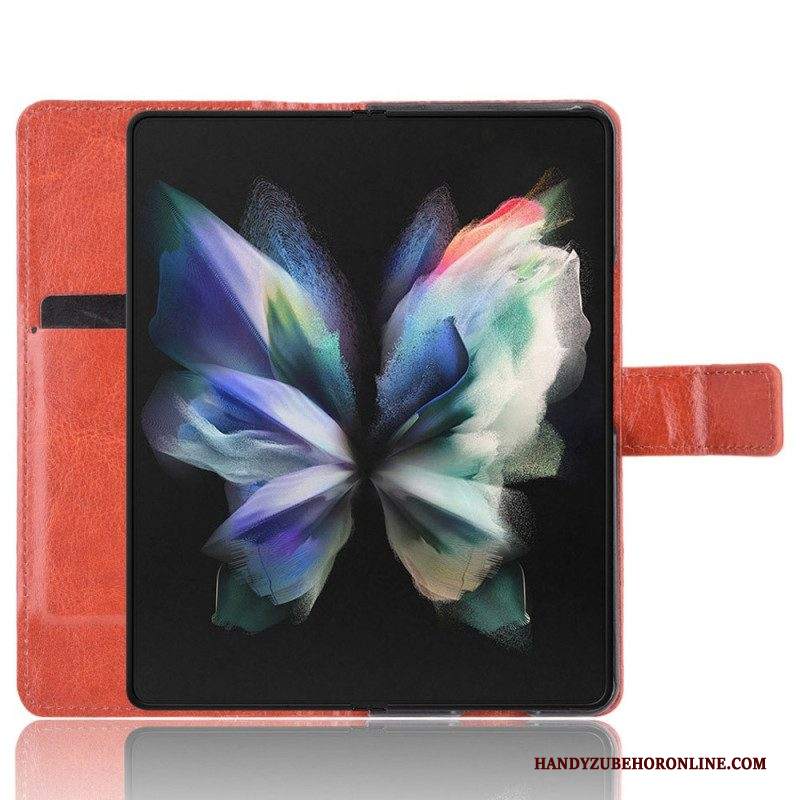 Custodia in pelle Samsung Galaxy Z Fold 4 Strappy Affari Retrò