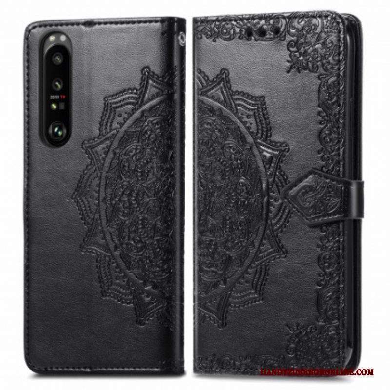 Custodia in pelle Sony Xperia 1 III Mandala Medioevo