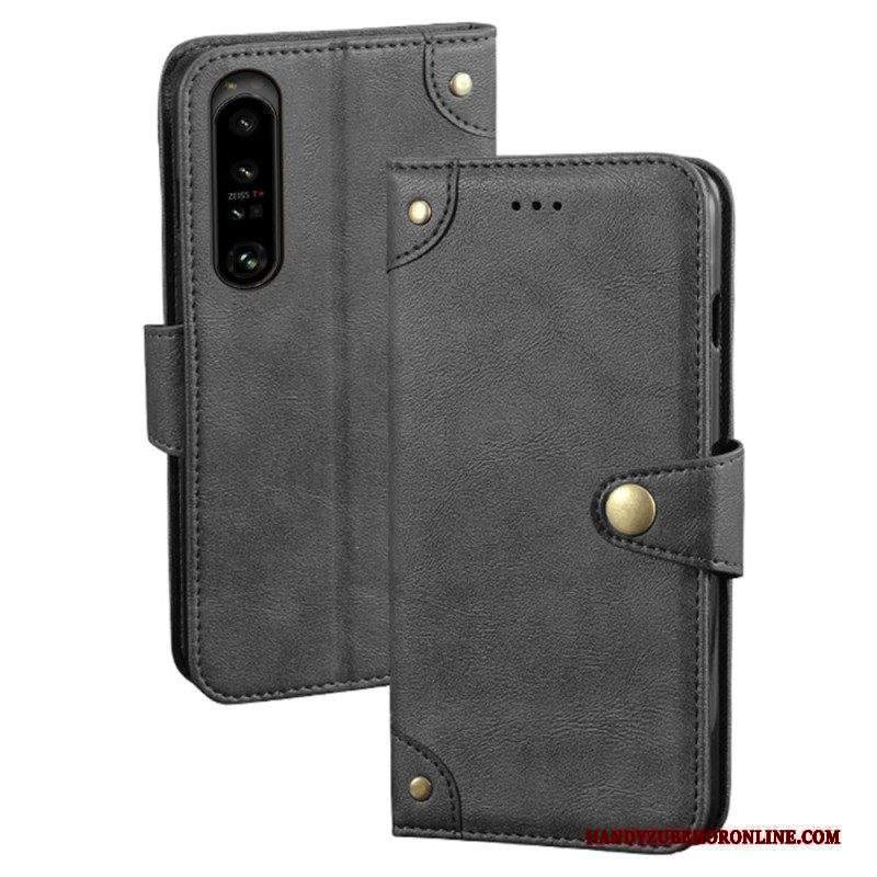 Custodia in pelle Sony Xperia 1 IV Stile In Pelle Con Rivetti Idewei