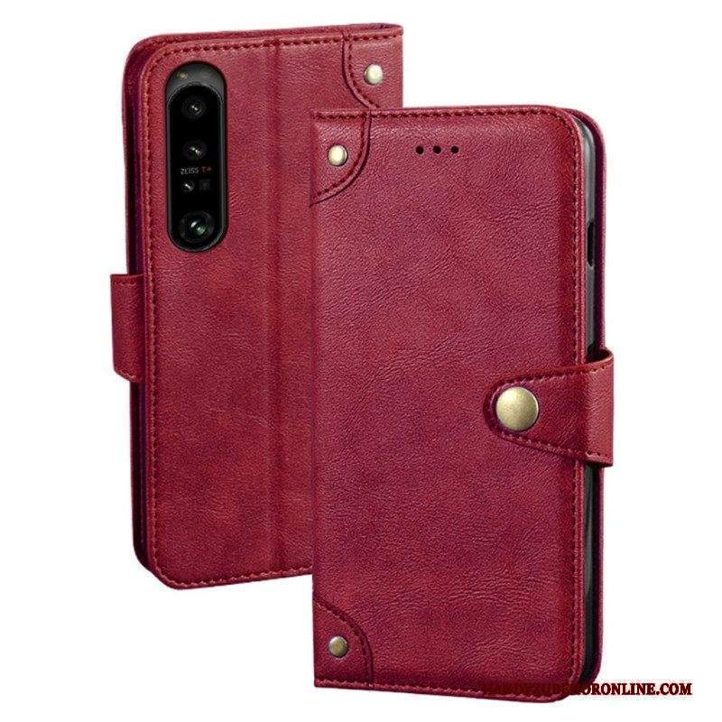 Custodia in pelle Sony Xperia 1 IV Stile In Pelle Con Rivetti Idewei