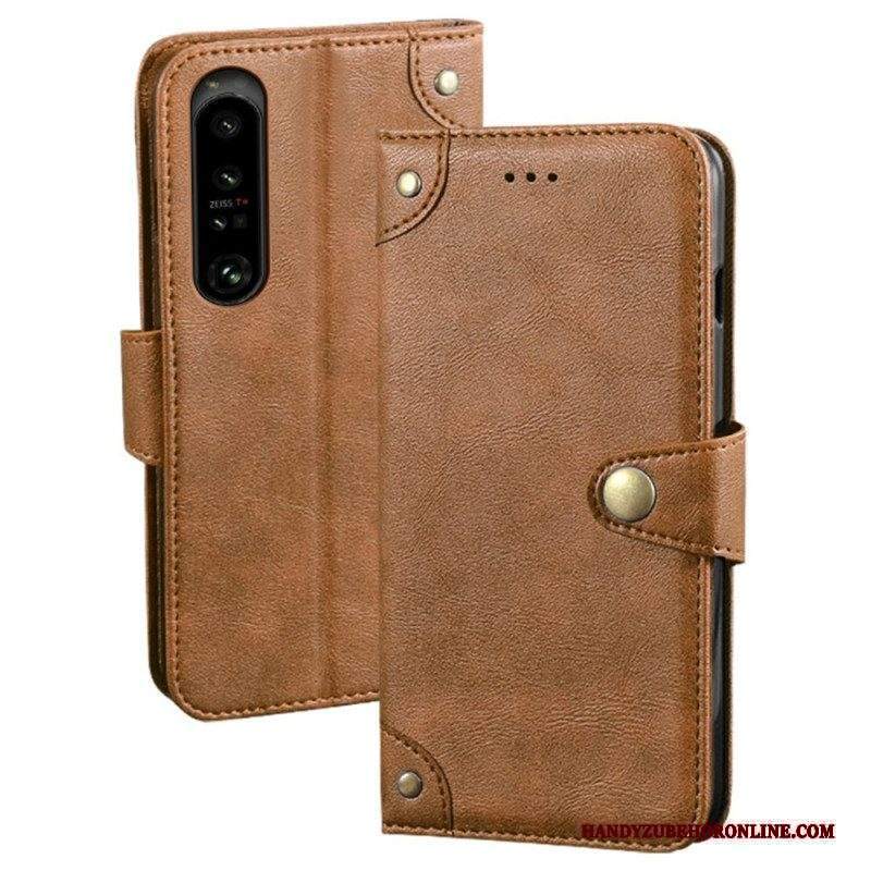 Custodia in pelle Sony Xperia 1 IV Stile In Pelle Con Rivetti Idewei