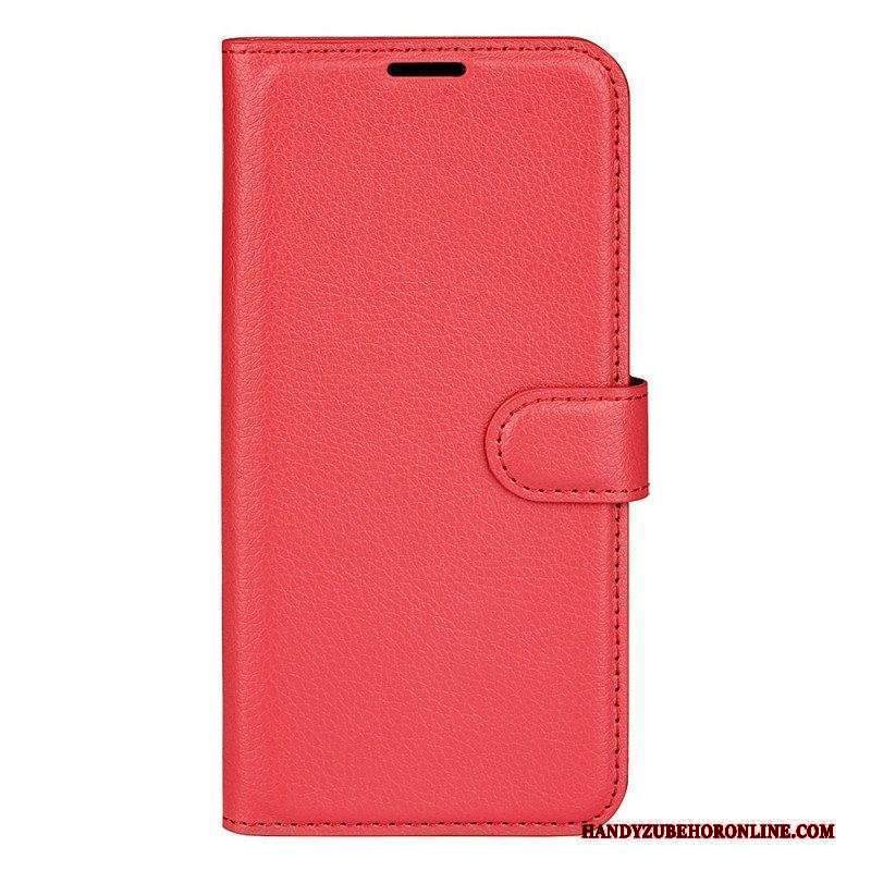 Custodia in pelle Sony Xperia 10 IV Classica Ecopelle Litchi