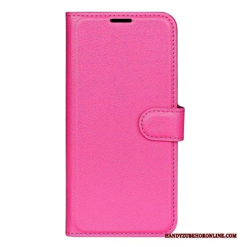 Custodia in pelle Sony Xperia 10 IV Classica Ecopelle Litchi