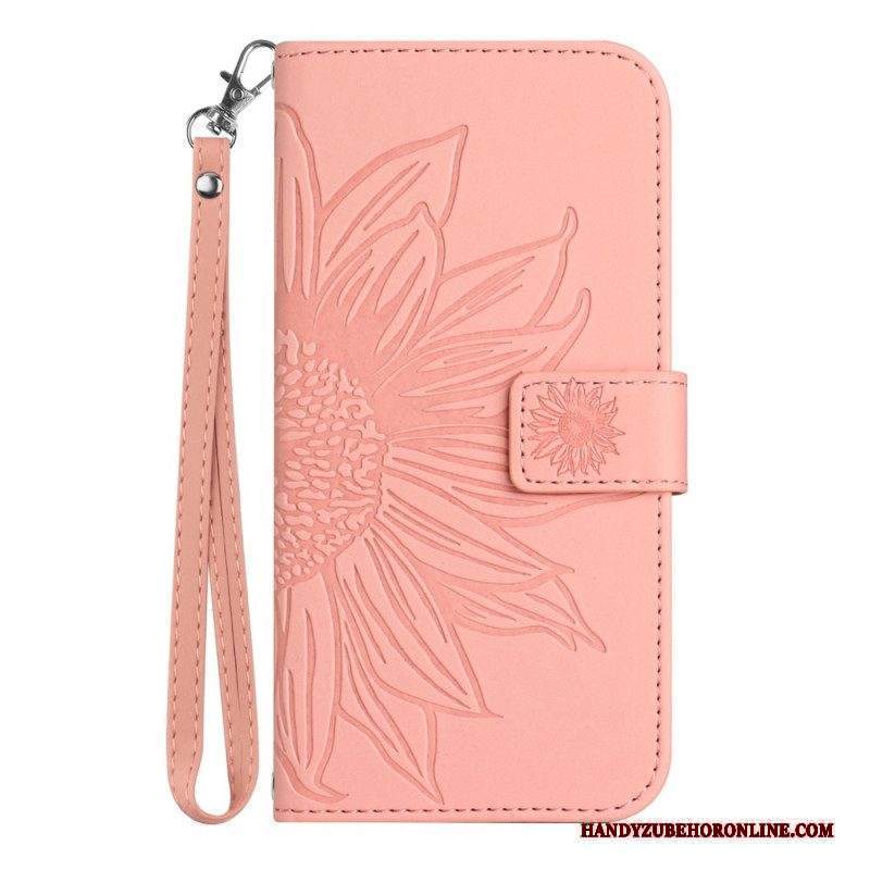 Custodia in pelle Sony Xperia 10 IV Girasole Strappy