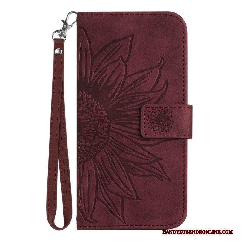 Custodia in pelle Sony Xperia 10 IV Girasole Strappy