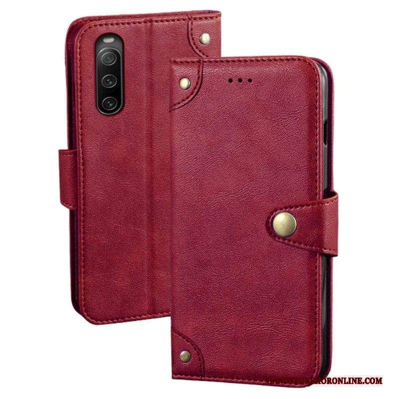 Custodia in pelle Sony Xperia 10 IV Stile In Pelle Con Rivetti Idewei