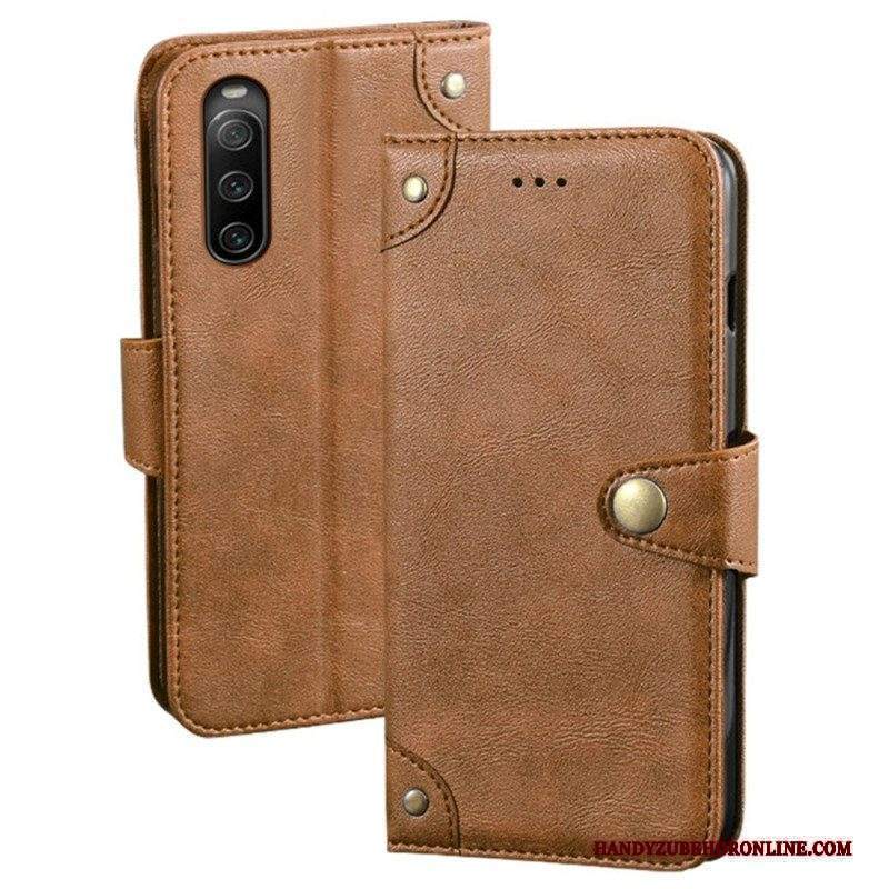 Custodia in pelle Sony Xperia 10 IV Stile In Pelle Con Rivetti Idewei