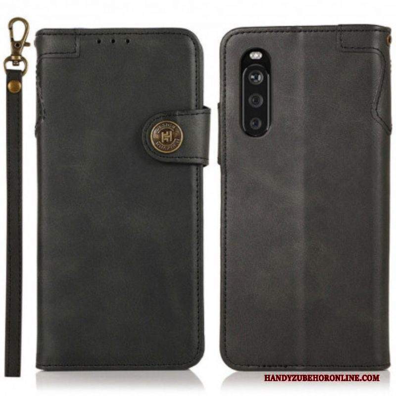 Custodia in pelle Sony Xperia 5 III Bottone Magnetico Khazneh