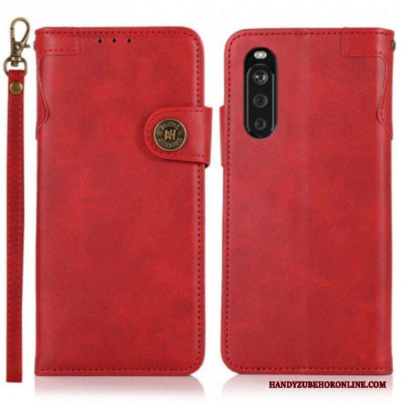 Custodia in pelle Sony Xperia 5 III Bottone Magnetico Khazneh