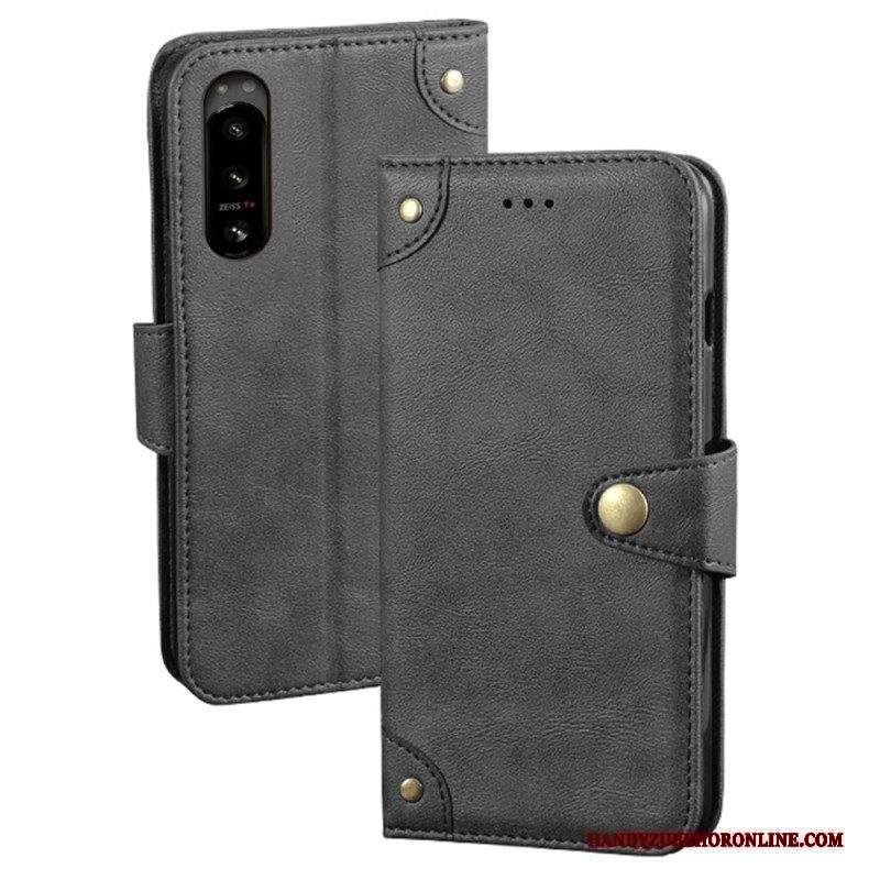 Custodia in pelle Sony Xperia 5 IV Stile In Pelle Con Rivetti Idewei