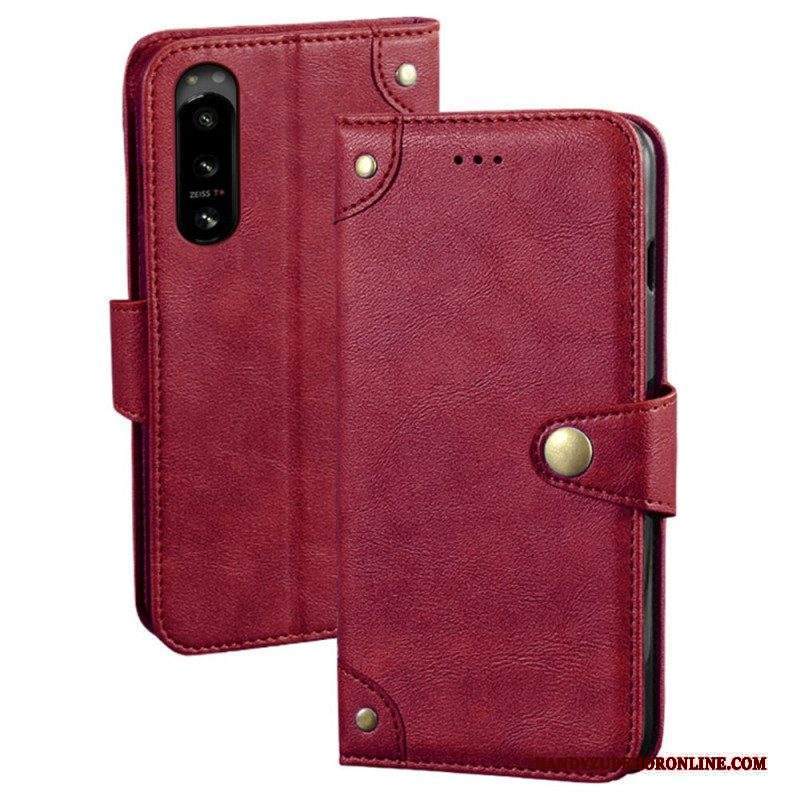 Custodia in pelle Sony Xperia 5 IV Stile In Pelle Con Rivetti Idewei