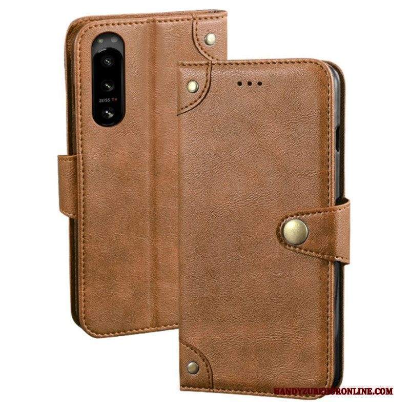 Custodia in pelle Sony Xperia 5 IV Stile In Pelle Con Rivetti Idewei