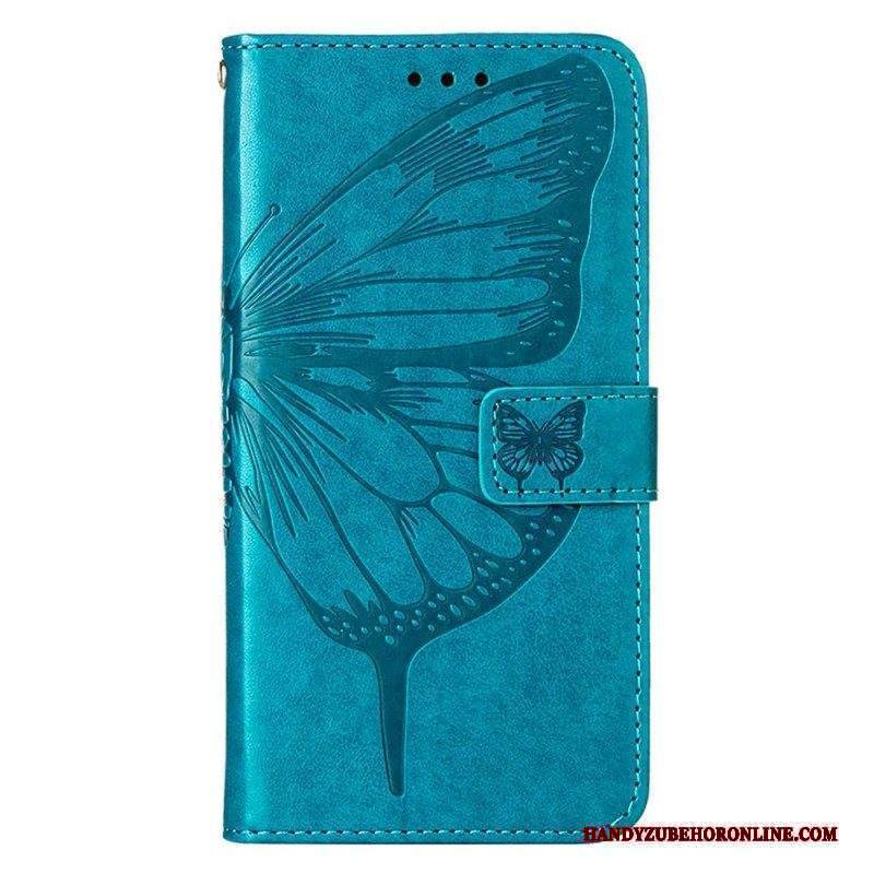 Custodia in pelle Xiaomi 12 Lite Design A Farfalla Con Cordino