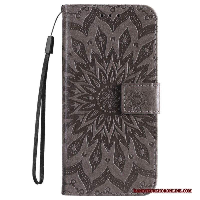 Custodia in pelle Xiaomi 12 Lite Mandala Sole Con Cordino