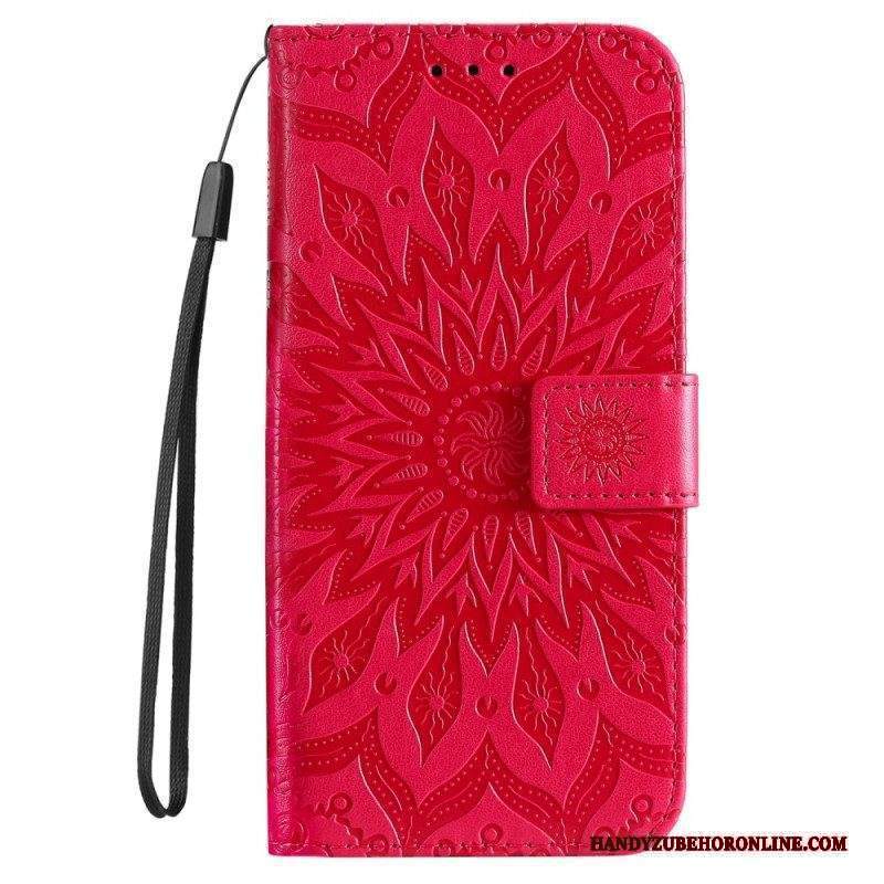 Custodia in pelle Xiaomi 12 Lite Mandala Sole Con Cordino