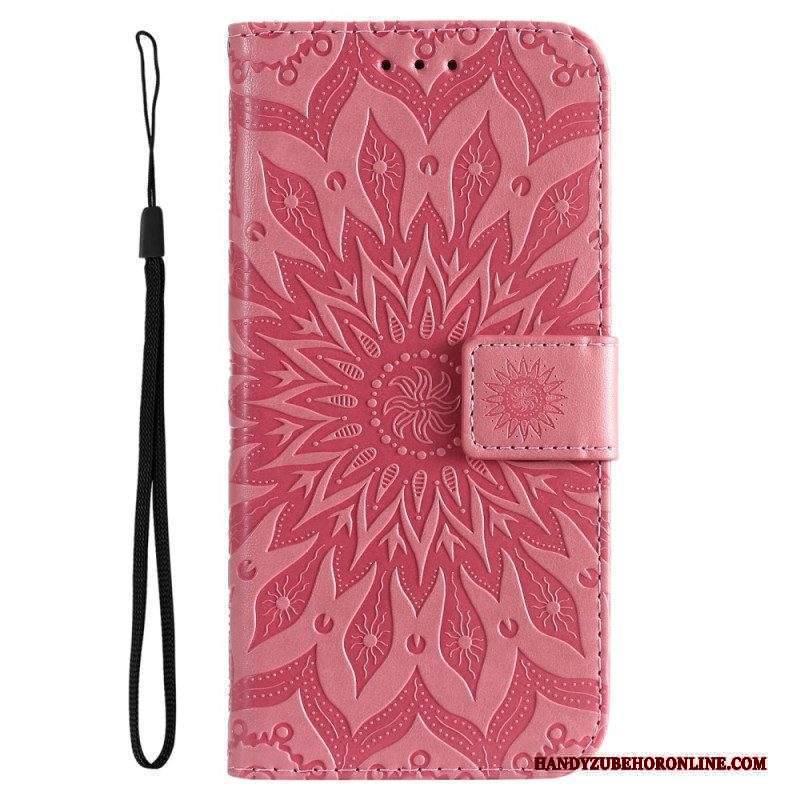 Custodia in pelle Xiaomi 12 Lite Mandala Sole Con Cordino