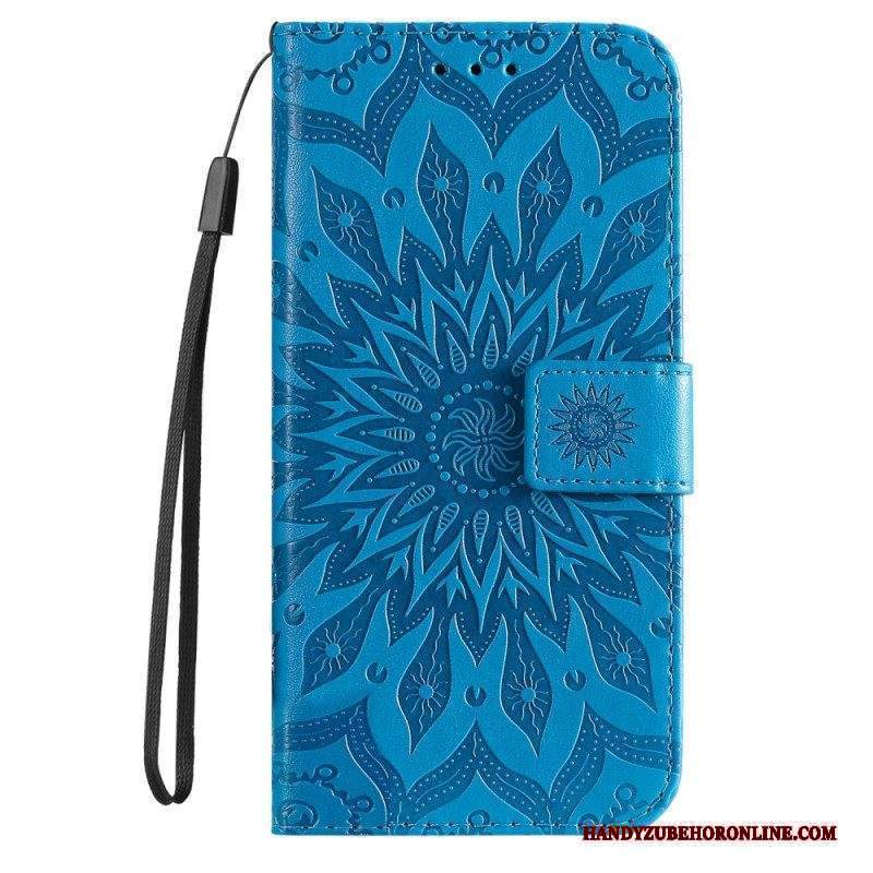 Custodia in pelle Xiaomi 12 Lite Mandala Sole Con Cordino