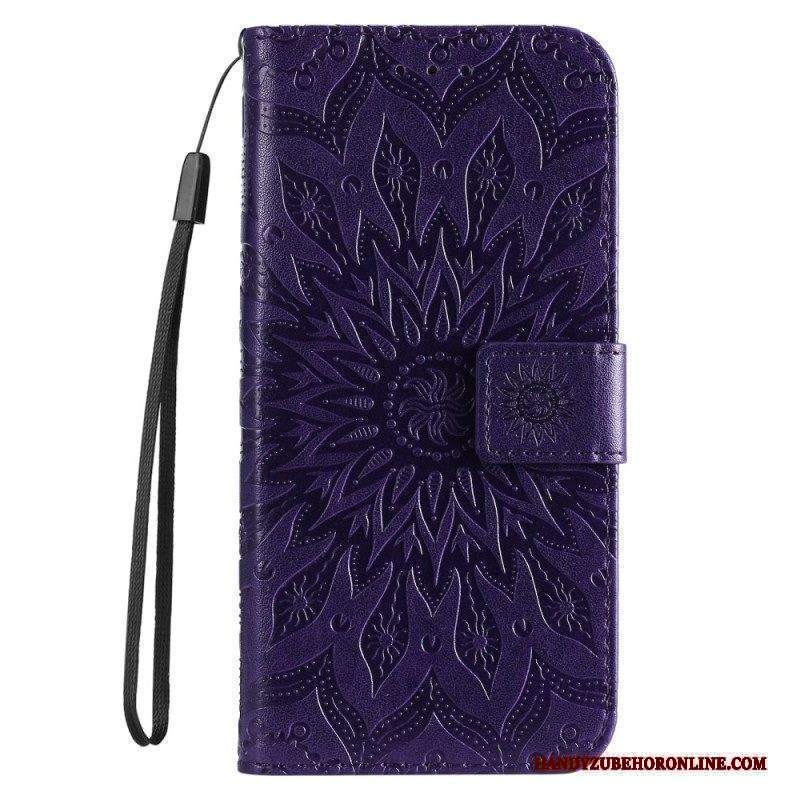 Custodia in pelle Xiaomi 12 Lite Mandala Sole Con Cordino