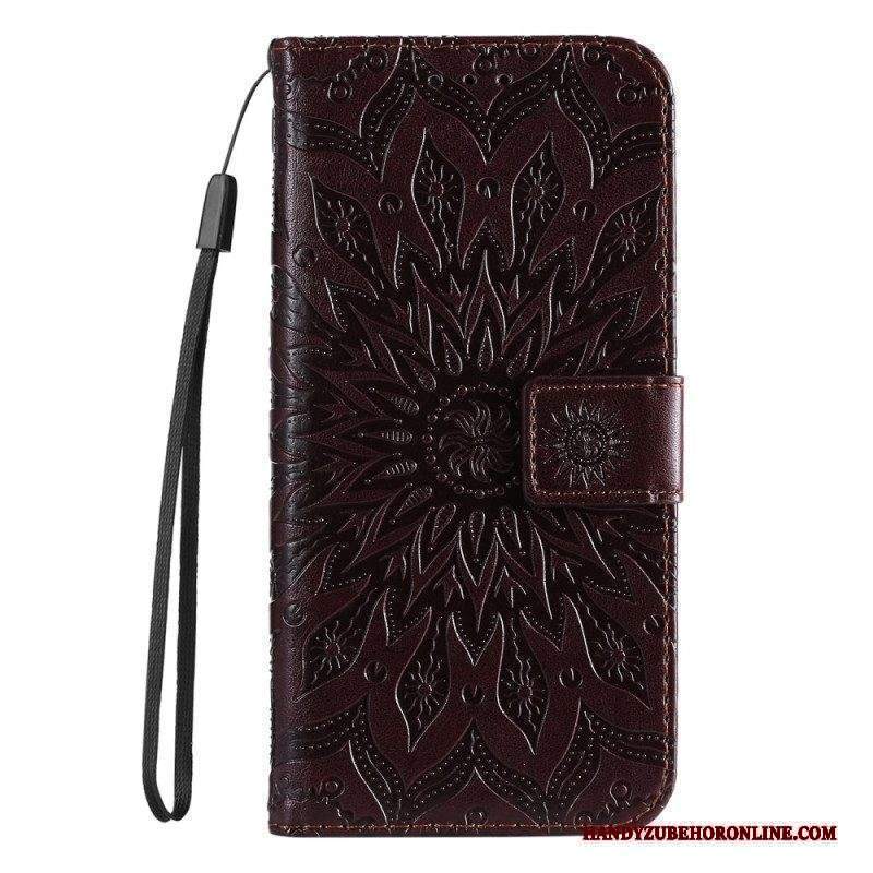 Custodia in pelle Xiaomi 12 Lite Mandala Sole Con Cordino