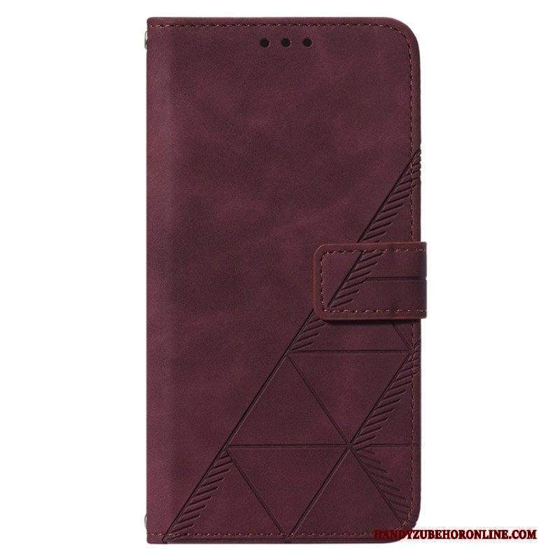 Custodia in pelle Xiaomi 12 Lite Triangoli Con Cordino