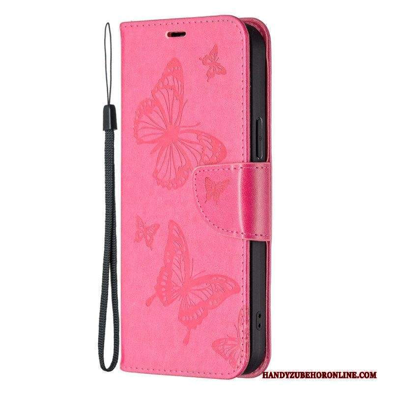 Custodia in pelle Xiaomi 13 Farfalle Stampate Strappy