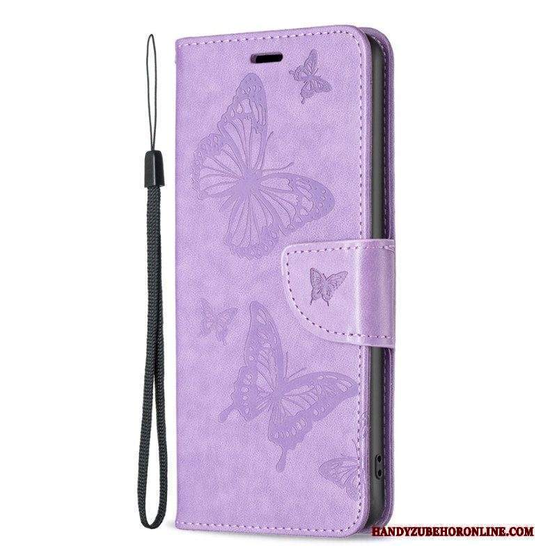 Custodia in pelle Xiaomi 13 Farfalle Stampate Strappy