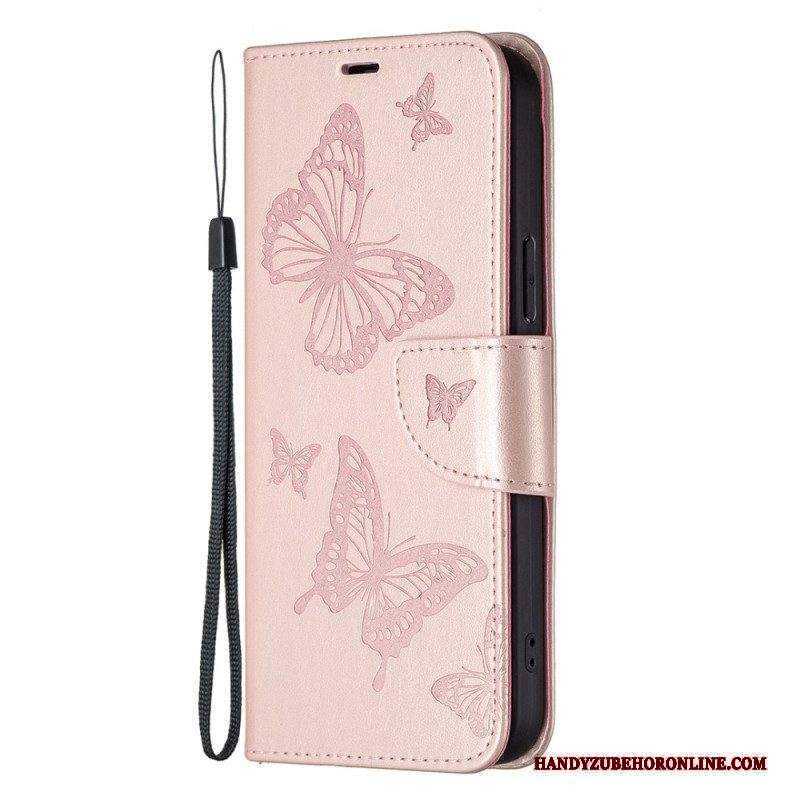 Custodia in pelle Xiaomi 13 Farfalle Stampate Strappy