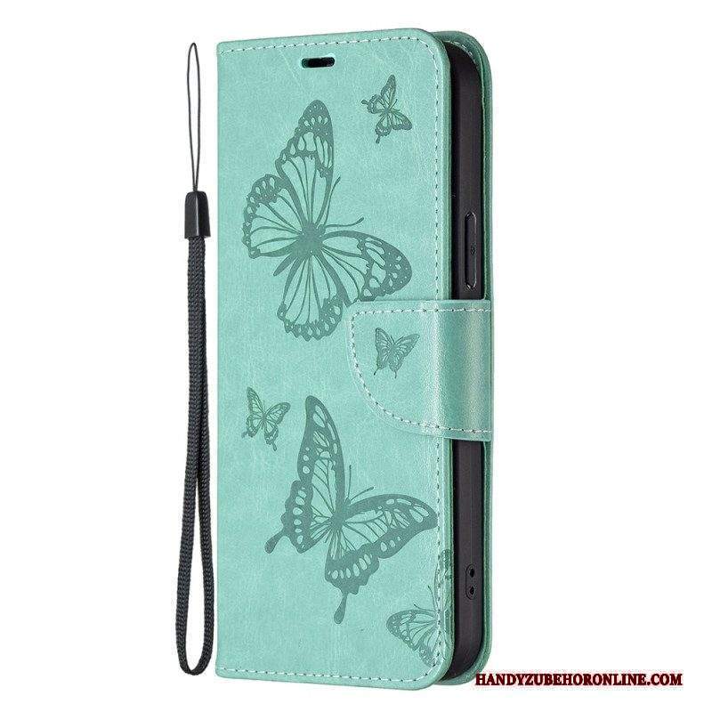 Custodia in pelle Xiaomi 13 Farfalle Stampate Strappy