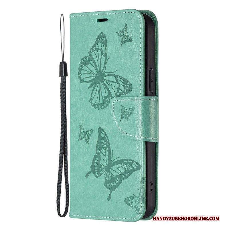 Custodia in pelle Xiaomi 13 Lite Farfalle Stampate Strappy