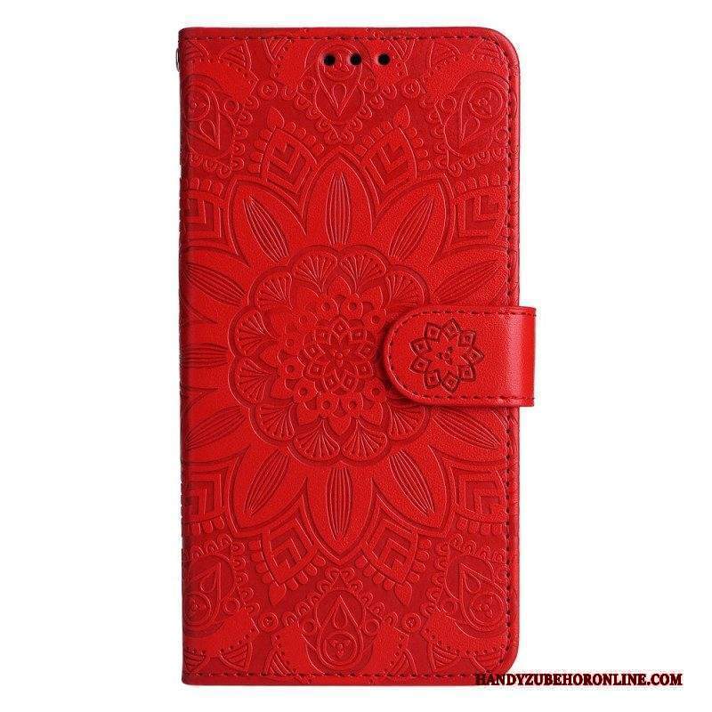 Custodia in pelle Xiaomi 13 Mandala Sole Con Cordino