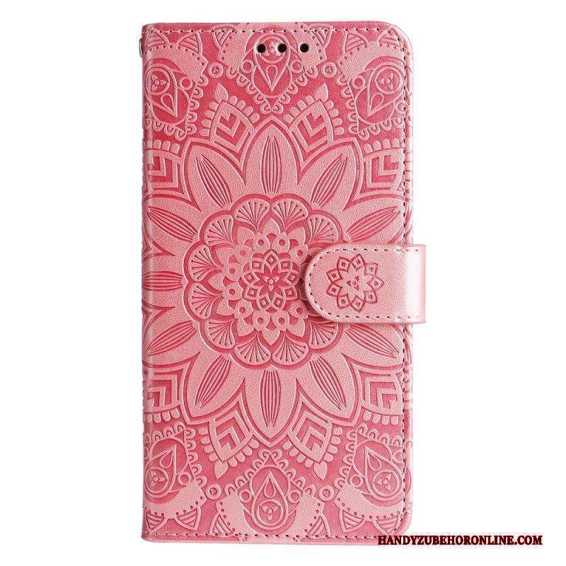 Custodia in pelle Xiaomi 13 Mandala Sole Con Cordino