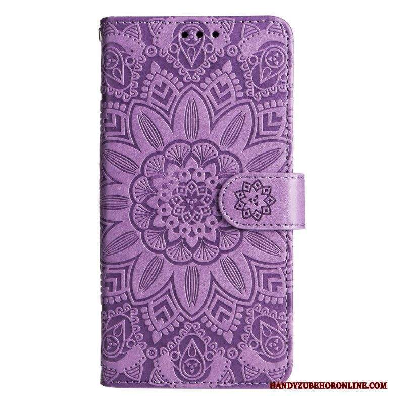 Custodia in pelle Xiaomi 13 Mandala Sole Con Cordino