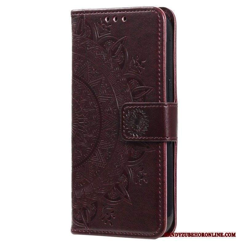 Custodia in pelle Xiaomi 13 Mandala Sole Con Cordino